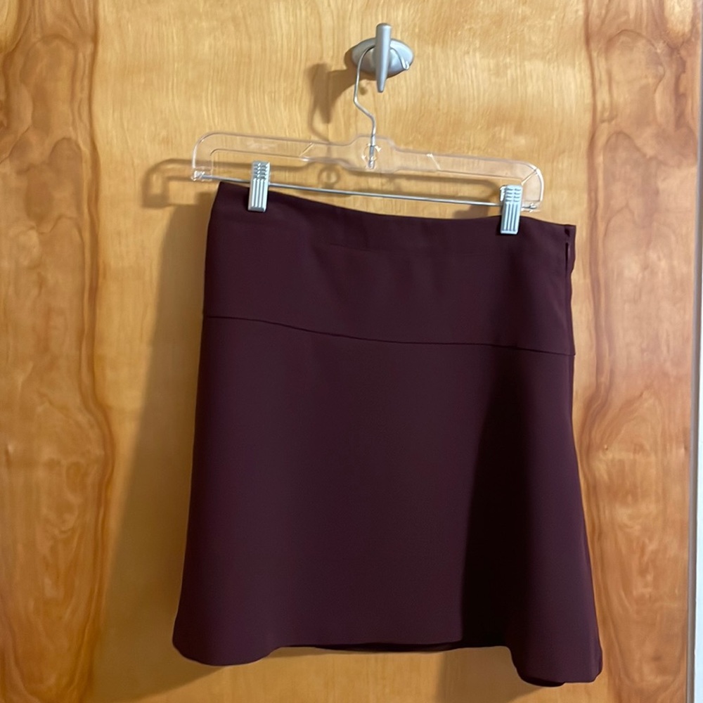 Burgundy LOFT fit and flare skirt, size 4